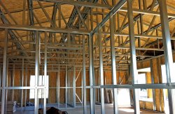 Barndominium interior framing in Illinois