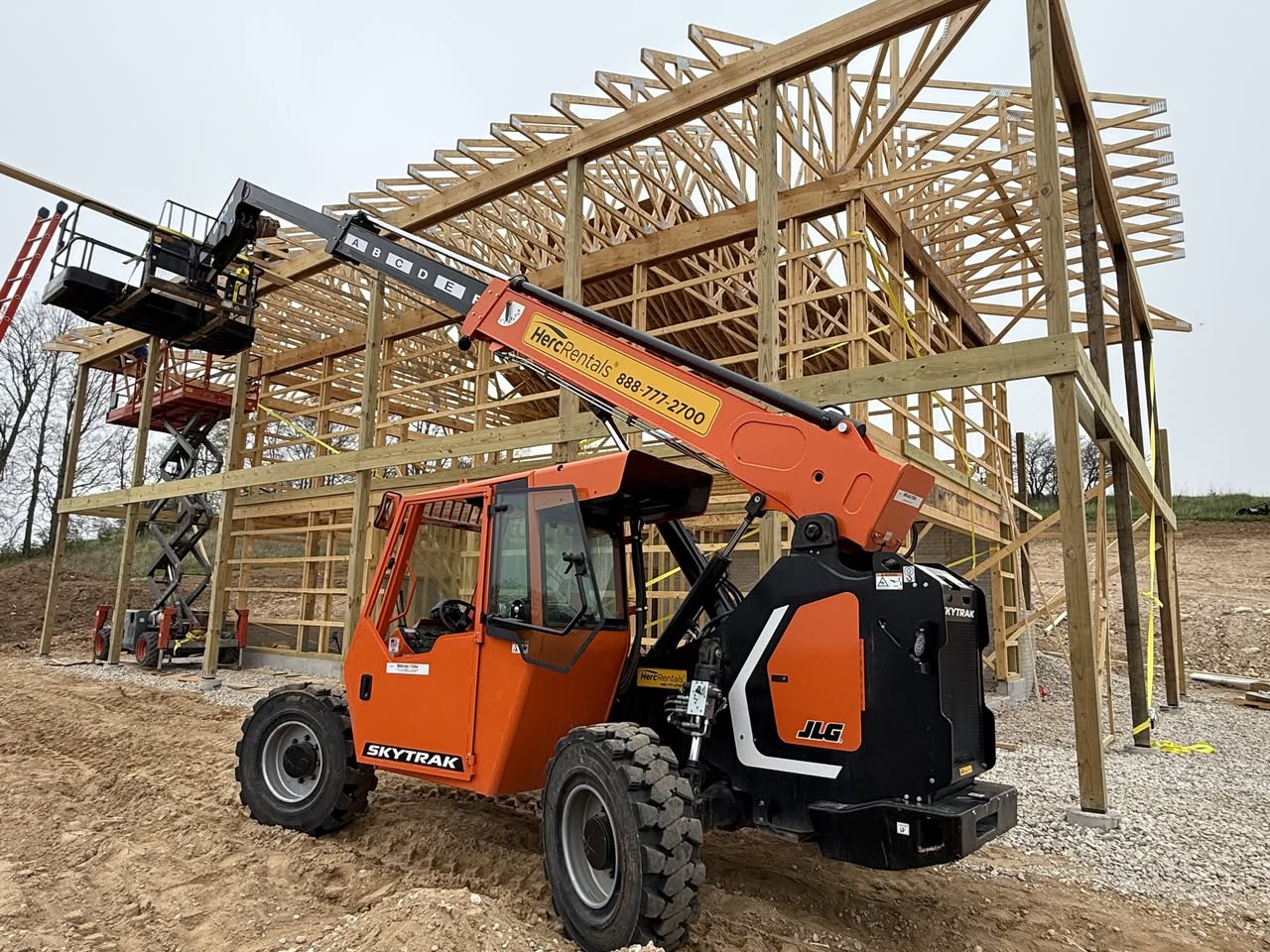 Illinois barndominium wood frame construction site